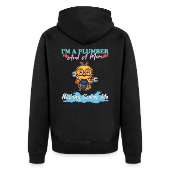 Je suis plombier et maman rien ne me fait peur - Veste à capuche bio Premium Unisexe - noir - Dos - Nico (187cm)