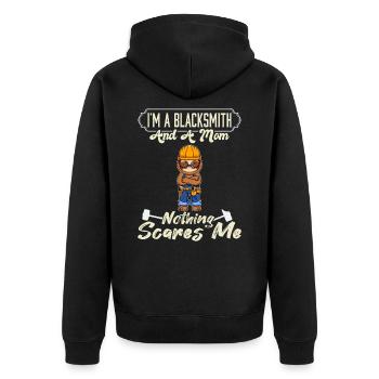 Je suis un forgeron et une maman rien ne me fait peur - Veste à capuche bio Premium Unisexe - noir - Dos - Nico (187cm)