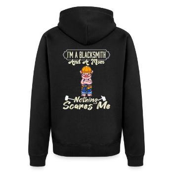 Je suis un forgeron et une maman rien ne me fait peur - Veste à capuche bio Premium Unisexe - noir - Dos - Nico (187cm)