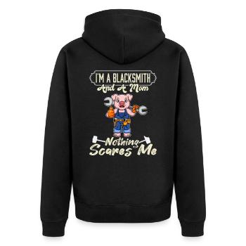 Je suis un forgeron et une maman rien ne me fait peur - Veste à capuche bio Premium Unisexe - noir - Dos - Nico (187cm)