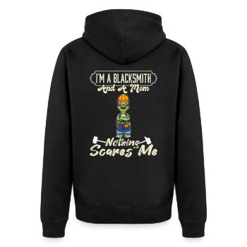 Je suis un forgeron et une maman rien ne me fait peur - Veste à capuche bio Premium Unisexe - noir - Dos - Nico (187cm)