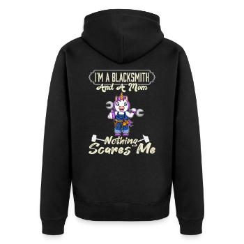 Je suis un forgeron et une maman rien ne me fait peur - Veste à capuche bio Premium Unisexe - noir - Dos - Nico (187cm)