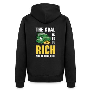 Objectifs d’argent Citations de vie Message positif - Veste à capuche bio Premium Unisexe - noir - Dos - Nico (187cm)