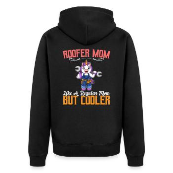 Roofer Mom Like A Regualr Mom But Cooler - Unisex Premium Bio Zip Hoodie - Schwarz - Hinten - Nico (187cm)