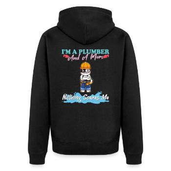 Je suis plombier et maman rien ne me fait peur - Veste à capuche bio Premium Unisexe - noir - Dos - Nico (187cm)