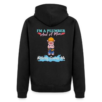 Je suis plombier et maman rien ne me fait peur - Veste à capuche bio Premium Unisexe - noir - Dos - Nico (187cm)