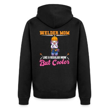 Maman soudeuse comme une maman régulière mais plus cool - Veste à capuche bio Premium Unisexe - noir - Dos - Nico (187cm)