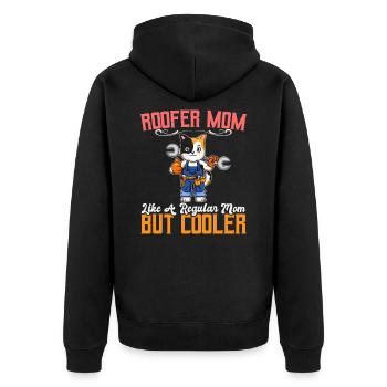 Roofer Mom Like A Regualr Mom But Cooler - Unisex Premium Bio Zip Hoodie - Schwarz - Hinten - Nico (187cm)