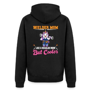 Maman soudeuse comme une maman régulière mais plus cool - Veste à capuche bio Premium Unisexe - noir - Dos - Nico (187cm)