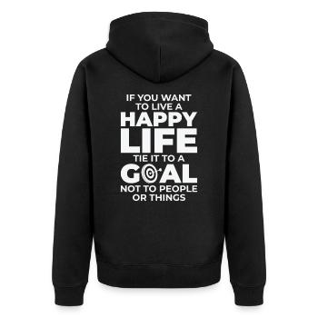 Goal Life Quotes Happy Positive Message - Unisex Premium Organic Zip Hoodie - black - Back - Nico (187cm)
