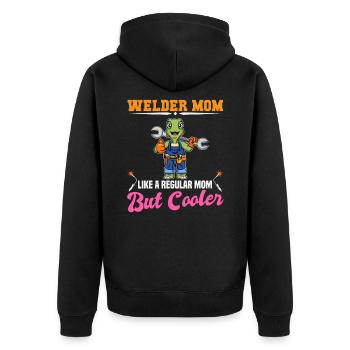 Maman soudeuse comme une maman régulière mais plus cool - Veste à capuche bio Premium Unisexe - noir - Dos - Nico (187cm)