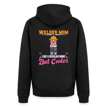 Maman soudeuse comme une maman régulière mais plus cool - Veste à capuche bio Premium Unisexe - noir - Dos - Nico (187cm)
