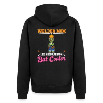 Maman soudeuse comme une maman régulière mais plus cool - Veste à capuche bio Premium Unisexe - noir - Dos - Nico (187cm)