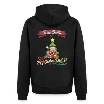 Cher Père Noël Ma sœur l’a fait frères et sœurs Noël - Veste à capuche bio Premium Unisexe - noir - Dos - Nico (187cm)