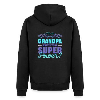 Je suis un grand-père Quel est ton superpouvoir grand-père - Veste à capuche bio Premium Unisexe - noir - Dos - Nico (187cm)