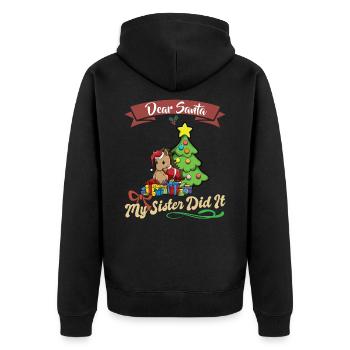 Cher Père Noël Ma sœur l’a fait frères et sœurs Noël - Veste à capuche bio Premium Unisexe - noir - Dos - Nico (187cm)