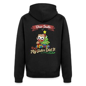 Cher Père Noël Ma sœur l’a fait frères et sœurs Noël - Veste à capuche bio Premium Unisexe - noir - Dos - Nico (187cm)