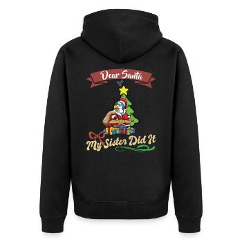 Cher Père Noël Ma sœur l’a fait frères et sœurs Noël - Veste à capuche bio Premium Unisexe - noir - Dos - Nico (187cm)