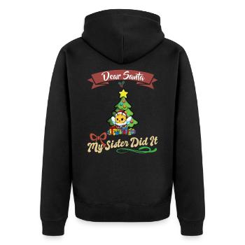 Cher Père Noël Ma sœur l’a fait frères et sœurs Noël - Veste à capuche bio Premium Unisexe - noir - Dos - Nico (187cm)