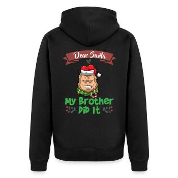 Cher Père Noël Mon frère l’a fait Frères et sœurs Noël - Veste à capuche bio Premium Unisexe - noir - Dos - Nico (187cm)
