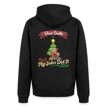 Cher Père Noël Ma sœur l’a fait frères et sœurs Noël - Veste à capuche bio Premium Unisexe - noir - Dos - Nico (187cm)