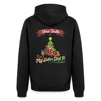 Cher Père Noël Ma sœur l’a fait frères et sœurs Noël - Veste à capuche bio Premium Unisexe - noir - Dos - Nico (187cm)