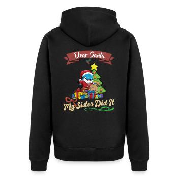 Cher Père Noël Ma sœur l’a fait frères et sœurs Noël - Veste à capuche bio Premium Unisexe - noir - Dos - Nico (187cm)