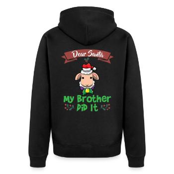 Cher Père Noël Mon frère l’a fait Frères et sœurs Noël - Veste à capuche bio Premium Unisexe - noir - Dos - Nico (187cm)