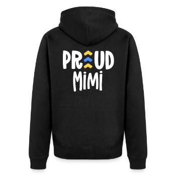 Proud Mimi Syndrome de Down Grand-mère Famille T21 - Veste à capuche bio Premium Unisexe - noir - Dos - Nico (187cm)
