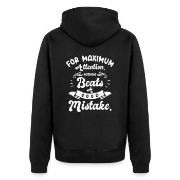 Maximale Aufmerksamkeit Gut Fehler - Unisex Premium Bio Zip Hoodie - Schwarz - Hinten - Nico (187cm)