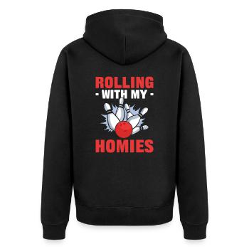 Rouler avec mes homies Bowling Bowling - Veste à capuche bio Premium Unisexe - noir - Dos - Nico (187cm)