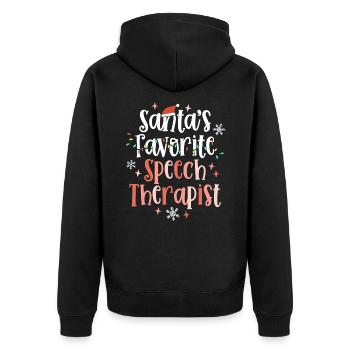 Cute Christmas Speech Therapist Language Therapy - Unisex Premium Organic Zip Hoodie - black - Back - Nico (187cm)