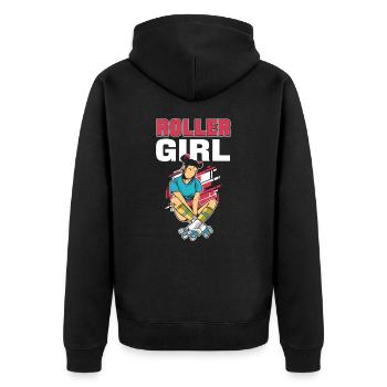 Roller Girl Roller Skating Skater Rollerblades - Unisex Premium Bio Zip Hoodie - Schwarz - Hinten - Nico (187cm)