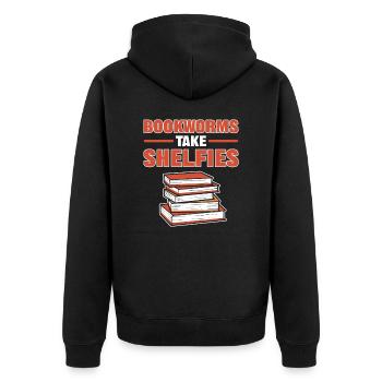 Bookworms Take Shelfies Book Lover Librarian Book - Unisex Premium Bio Zip Hoodie - Schwarz - Hinten - Nico (187cm)