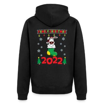 Noël en famille 2022 Drôle d’amoureux de Noël assorti - Veste à capuche bio Premium Unisexe - noir - Dos - Nico (187cm)