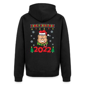 Noël en famille 2022 Drôle d’amoureux de Noël assorti - Veste à capuche bio Premium Unisexe - noir - Dos - Nico (187cm)
