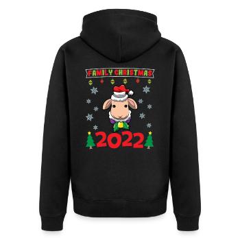 Noël en famille 2022 Drôle d’amoureux de Noël assorti - Veste à capuche bio Premium Unisexe - noir - Dos - Nico (187cm)