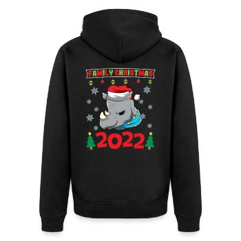 Noël en famille 2022 Drôle d’amoureux de Noël assorti - Veste à capuche bio Premium Unisexe - noir - Dos - Nico (187cm)