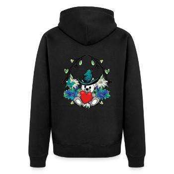 Début du printemps, ours, ours en peluche, Gnome, nain, enfants - Veste à capuche bio Premium Unisexe - noir - Dos - Nico (187cm)