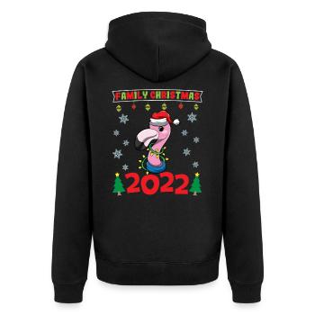 Noël en famille 2022 Drôle d’amoureux de Noël assorti - Veste à capuche bio Premium Unisexe - noir - Dos - Nico (187cm)