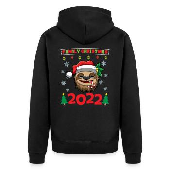 Noël en famille 2022 Drôle d’amoureux de Noël assorti - Veste à capuche bio Premium Unisexe - noir - Dos - Nico (187cm)