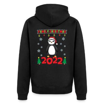 Noël en famille 2022 Drôle d’amoureux de Noël assorti - Veste à capuche bio Premium Unisexe - noir - Dos - Nico (187cm)