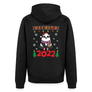 Noël en famille 2022 Drôle d’amoureux de Noël assorti - Veste à capuche bio Premium Unisexe - noir - Dos - Nico (187cm)