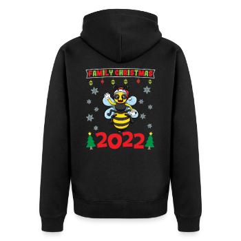 Noël en famille 2022 Drôle d’amoureux de Noël assorti - Veste à capuche bio Premium Unisexe - noir - Dos - Nico (187cm)