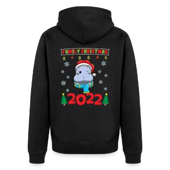 Noël en famille 2022 Drôle d’amoureux de Noël assorti - Veste à capuche bio Premium Unisexe - noir - Dos - Nico (187cm)