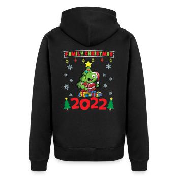 Noël en famille 2022 Drôle d’amoureux de Noël assorti - Veste à capuche bio Premium Unisexe - noir - Dos - Nico (187cm)