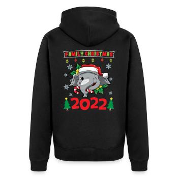 Noël en famille 2022 Drôle d’amoureux de Noël assorti - Veste à capuche bio Premium Unisexe - noir - Dos - Nico (187cm)