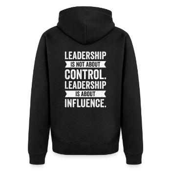Leadership Wisdom Quotes Leader Inspire Motivator - Unisex Premium Organic Zip Hoodie - black - Back - Nico (187cm)