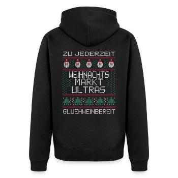 Weihnachtsmarkt Ultras Ugly Christmas Xmas Idee - Unisex Premium Bio Zip Hoodie - Schwarz - Hinten - Nico (187cm)