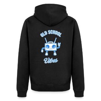 Old School Vibes Retro Beat Box Music Lover - Unisex Premium Bio Zip Hoodie - Schwarz - Hinten - Nico (187cm)